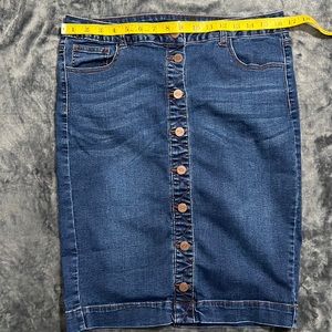 Jean Denim button down knee length skirt